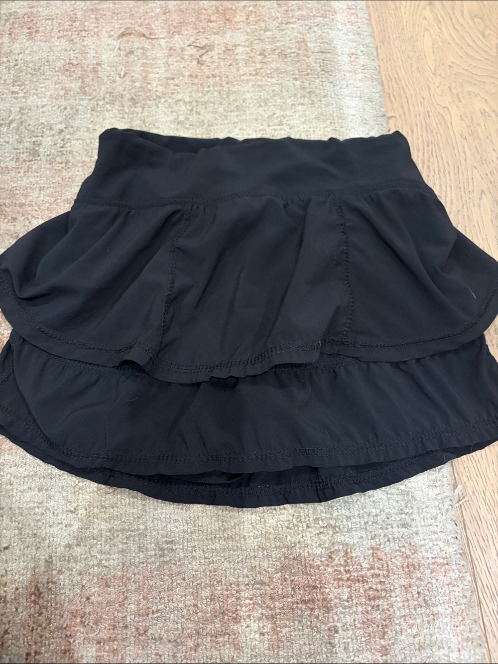 Tiered Black Skater Skirt with Wide Waistband